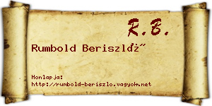 Rumbold Beriszló névjegykártya
